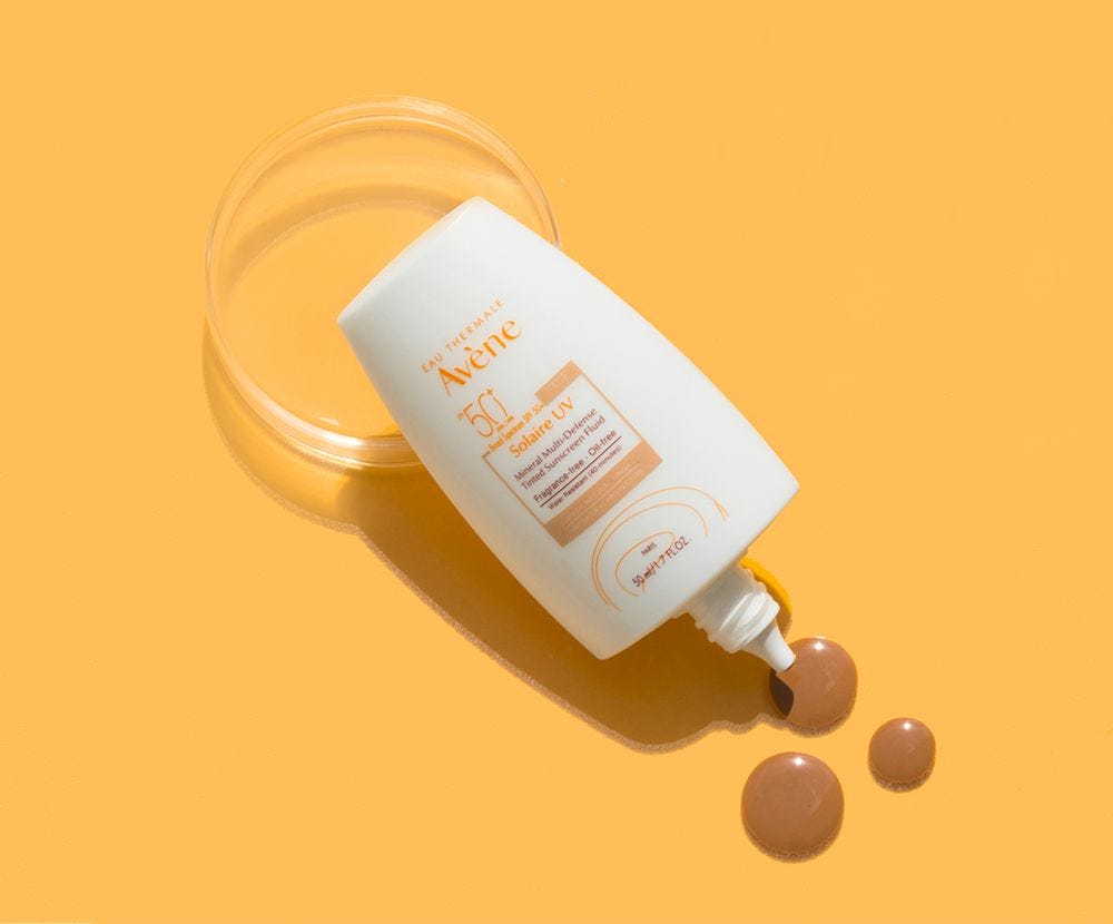 Avène Solaire UV Mineral Multi-Defense Tinted Sunscreen product photography